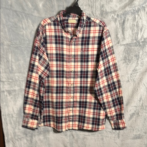 Hobbs creek Men's Plaid Shirt  size large Red, Blue, and White 100% cotton soft - Picture 1 of 10